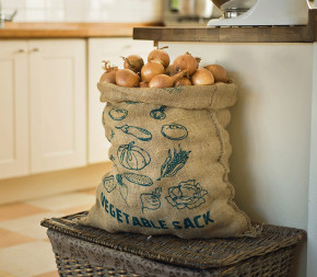 Lot de 2 sacs de stockage en toile de jute imprimée