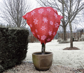 Housse d'hivernage en jute - couleur rouge - Impression Noël - Spécial déco de noël