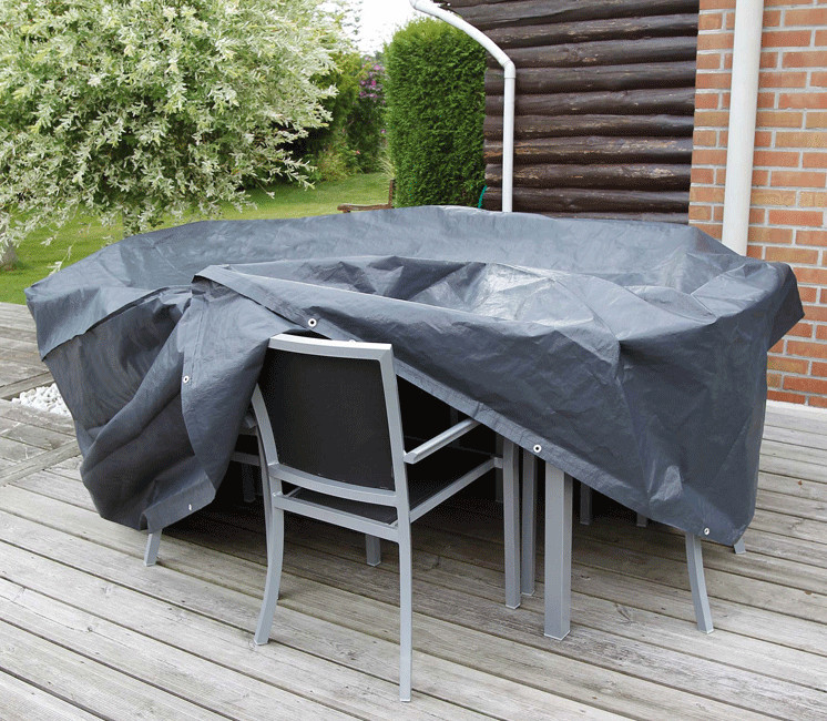 Housse de protection pour table ronde et chaises de jardin