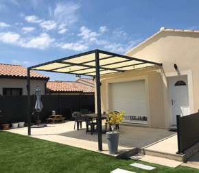 Toile d'ombrage pergola 3x2 m perméable avec œillets à poser sur une structure