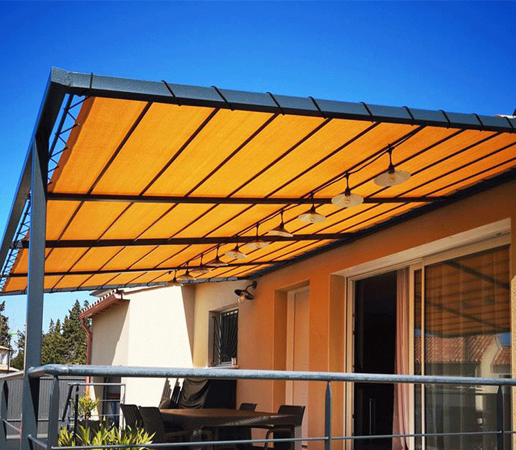 BEIGE - Toile Ombrage 6  x 3 m - Perméable