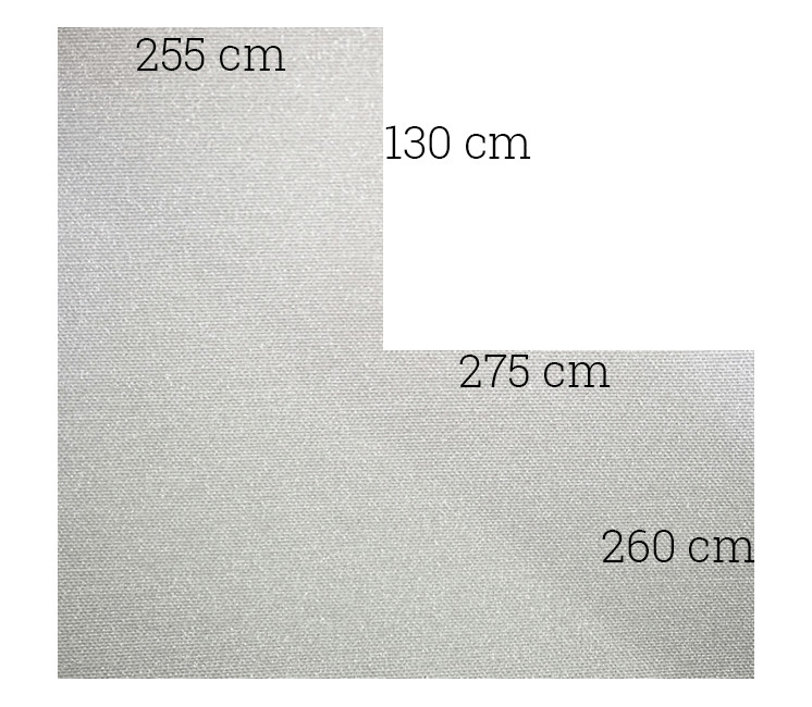 Toile Imperméable Gris Platine - Forme en &quot;L&quot; - 2.55 x 1.30 x 2.75 x 2.60 m