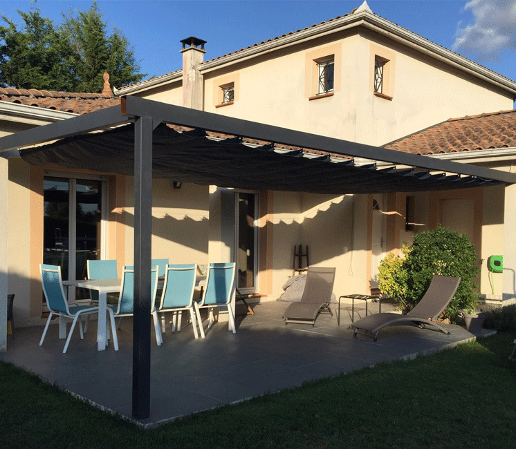 Store de pergola Beige 4 x 5.2 m imperméable