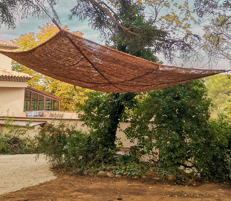 Voile d'ombrage 3 x 4 m à suspendre en fibre de coco naturelle