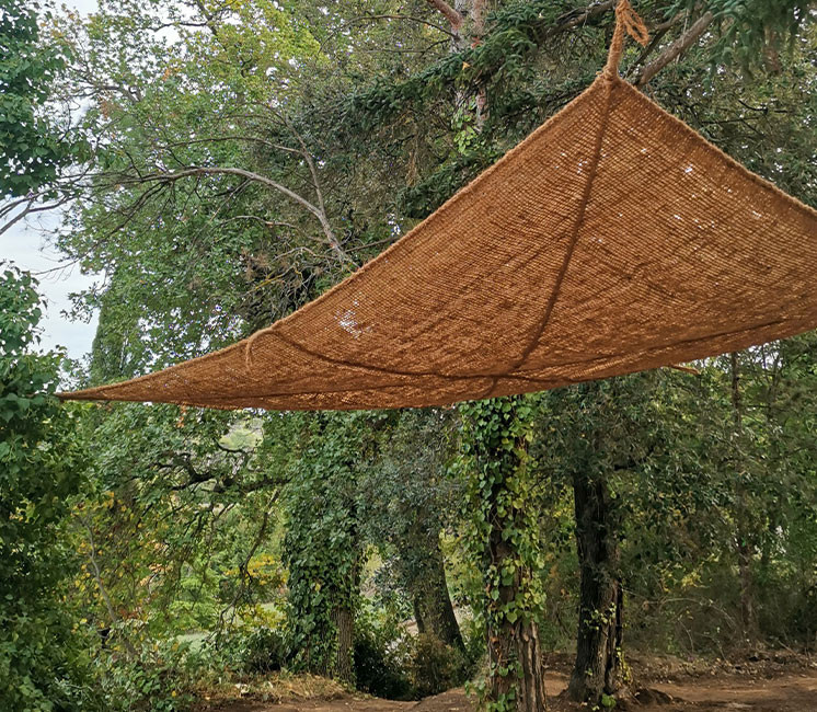 Voile d'ombrage 3 x 3 m à suspendre en fibre de coco naturelle