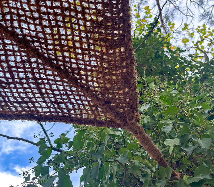 Voile d'ombrage 3 x 3 m à suspendre en fibre de coco naturelle