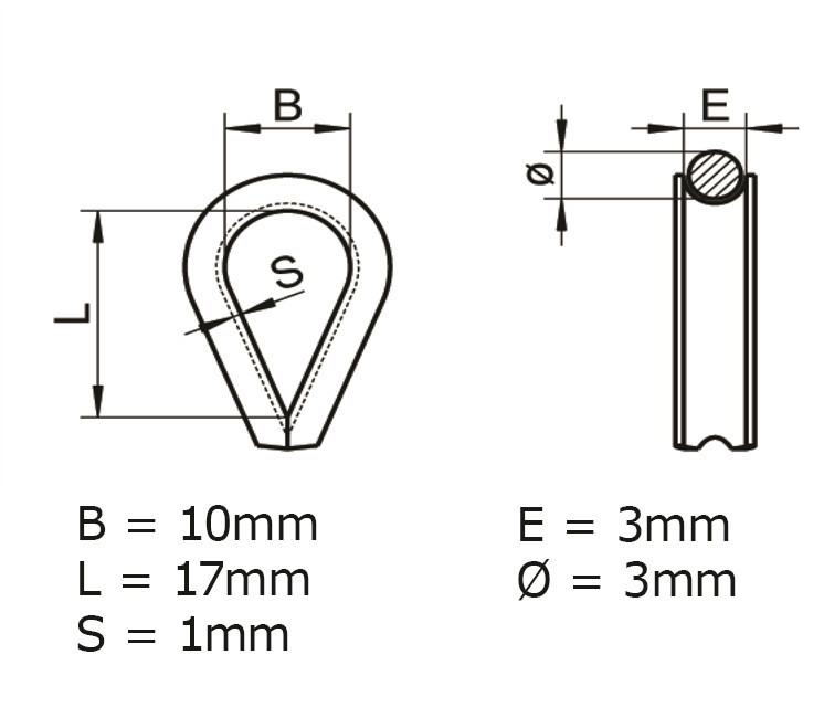 Cosse-Coeur Inox 3mm
