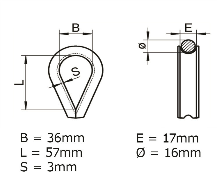 Cosse-Coeur Inox 16mm