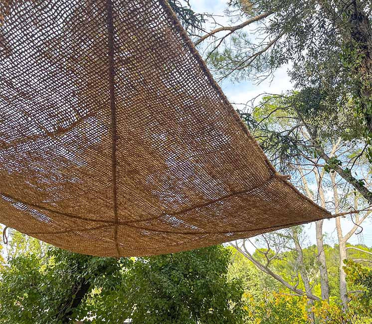 Voile d'ombrage 3 x 3 m à suspendre en fibre de coco naturelle
