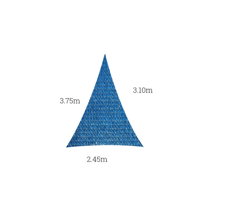 Voile perméable triangle bleu azur 3.75 x 3.10 x 2.45