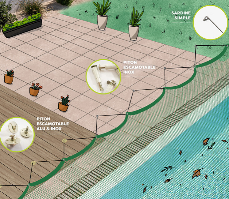 Filet d'écumoire de piscine, sac à mailles profondes, attrape-feuilles pour