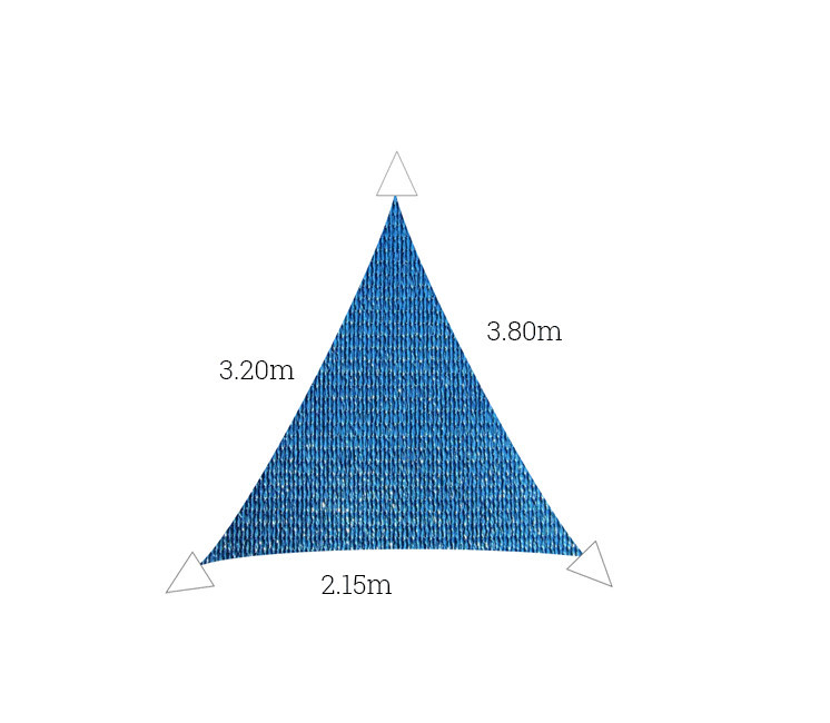 Voile perméable triangle bleu azur 3.20 x 3.80 x 2.15m