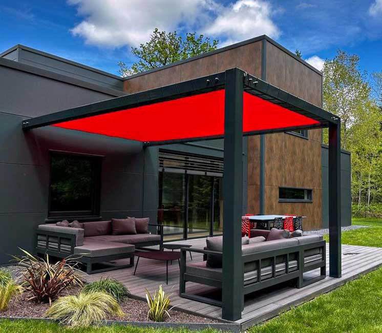 Voile D'ombrage Rétractable Extérieur Motif Vague - Tissu HDPE épais, Personnalisable En Largeur (0,8m à 3,2m) Et Longueur, Pour Terrasse Et Patio