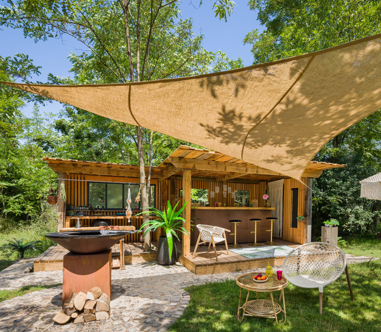 Voile d'ombrage naturel en jute 3.60 x 3.60 x 3.60 m