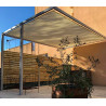 Toile d'ombrage pergola 3x3 m perméable avec œillets à poser sur une structure