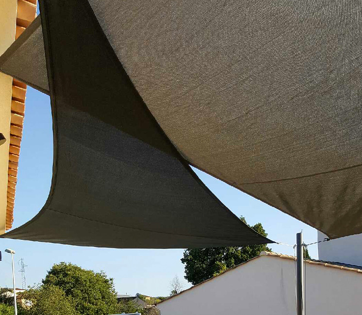 Voile d'ombrage concave - Gris platine et anthracite