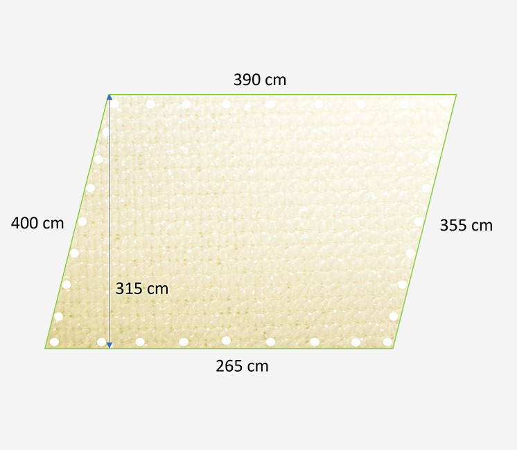 Toile perméable ivoire - 3.90 x 3.55 x 2.65 x 4.00m - Forme trapèze