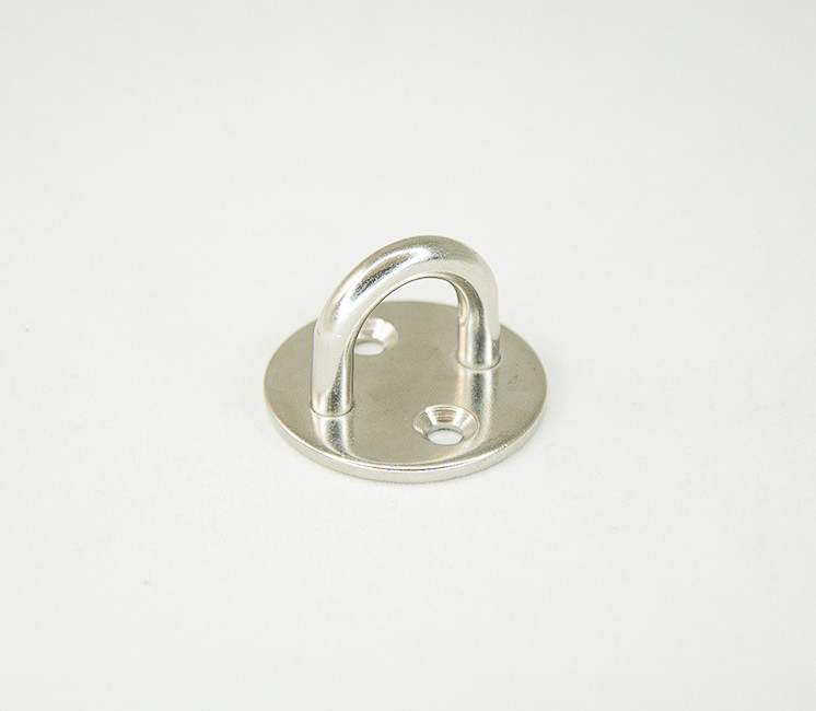 Pontet inox sur platine ronde pour voile d'ombrage