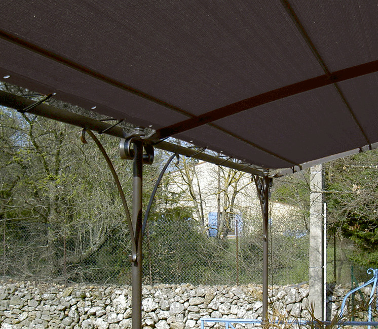 Toile d'ombrage pergola 3x2m imperméable avec œillets à poser sur une structure