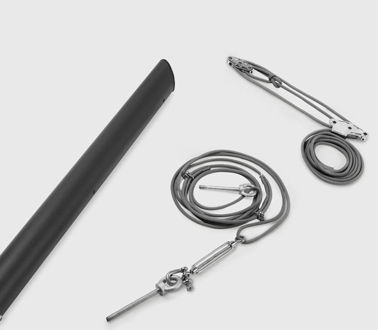 Mât de voile d'ombrage rond 5 points d'accroche accessoires inclus