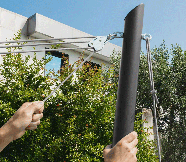 Mât de voile d'ombrage rond 5 points d'accroche accessoires inclus