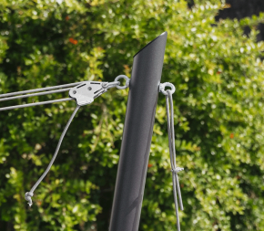 Mât de voile d'ombrage rond 5 points d'accroche accessoires inclus