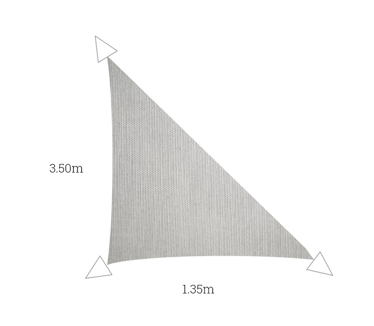 Voile imperméable triangle à angle droit Gris Galet 3.50 x 1.35m