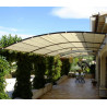 Toile d'ombrage pergola 6x3m Crème perméable avec œillets à poser sur une structure